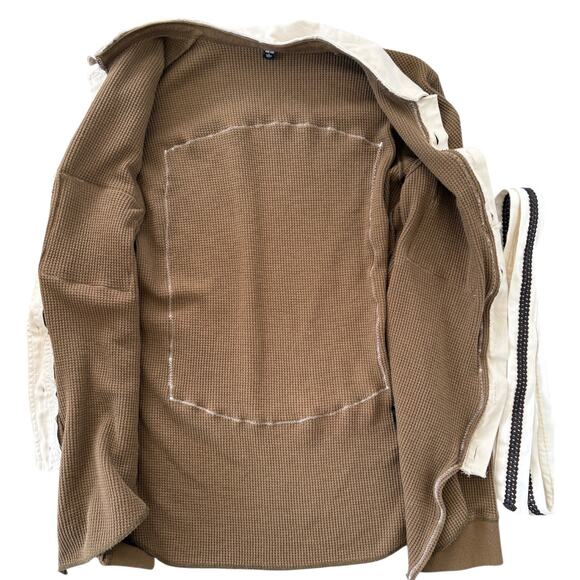 Upcycled Johnny Cash Waffle Knit Shirt Jacket Western Grunge Nashville L Green - Picture 8 of 8